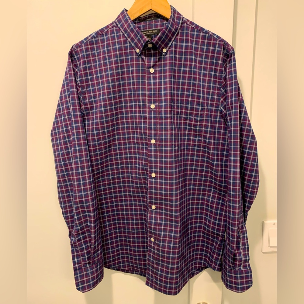 Banana Republic Plaid, Slim Flex Fit Button-Up